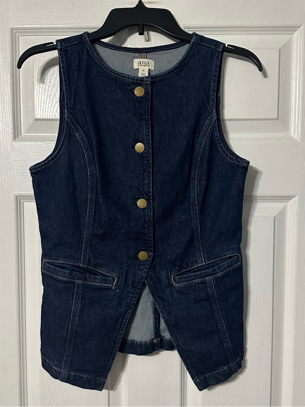 NWT ANA Dark Indigo Denim Button Front Vest